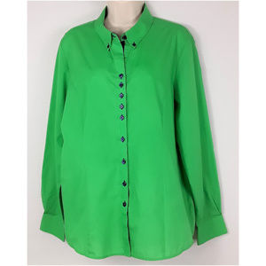 Orvis Carefree Sz 16 Green Button Down Blouse